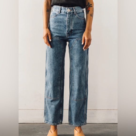 Jesse Kamm Patchfront Handy Pants Cowboy Blue Denim - Picture 3 of 14